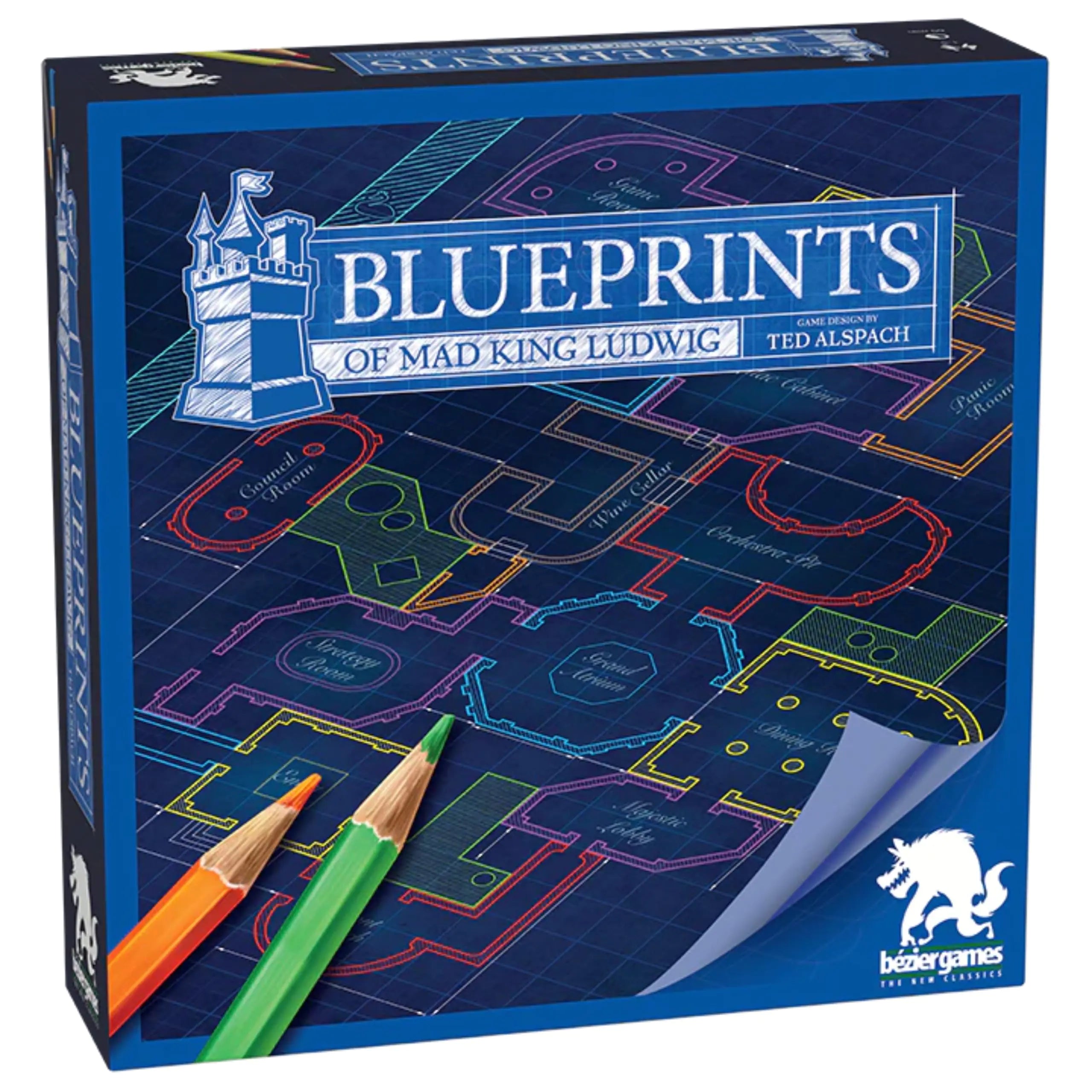Blueprints of Mad King Ludwig | A Flip & Sketch Strategy Board Game by Bezier Games