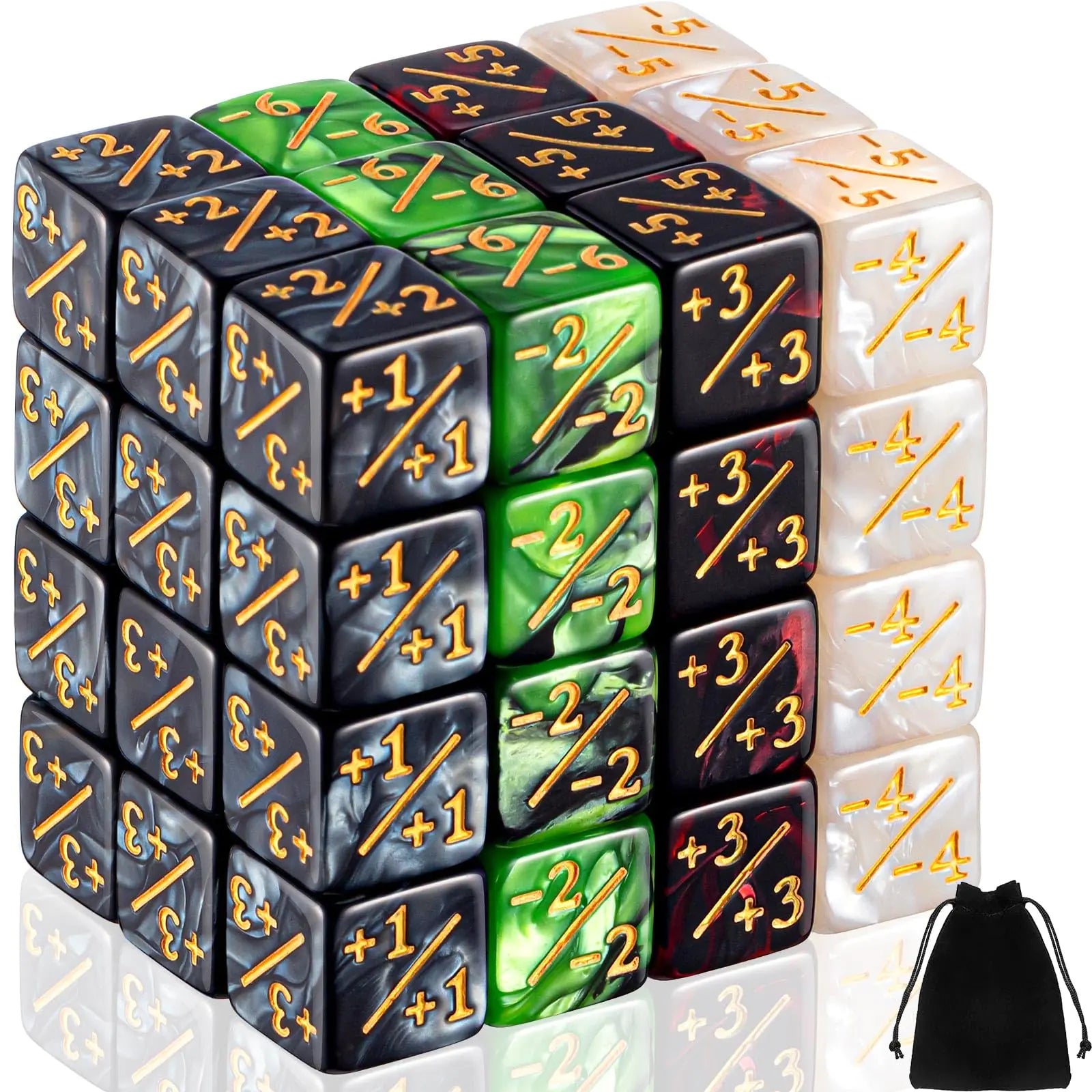 Sumind 48 Pieces MTG Dice Counters Token Dice Compatible with Magic The Gathering Dice Glitter D6 Dice Cube Loyalty Counter Dice Compatible with MTG CCG Card Gaming Accessory (Novel Style)